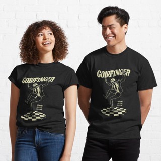 เสื้อยืดผ้าคอตตอน เสื้อยืดแขนสั้น เสื้อไม่ต้องรีด แขนสั้น ไม่ต้องรีด Funny Graphic Gift Goldfinger Genuine Ska Punk Mor