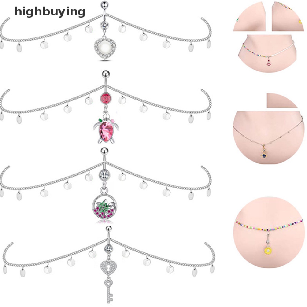 [highbuying] 1 ชิ้น สเตนเลส คริสตัล โซ่ หน้าท้อง แหวนปุ่ม ผู้หญิง เซ็กซี่ โซ่สะดือ เครื่องประดับเอว โซ่ ท้อง แหวน ใหม่ พร้อมส่ง