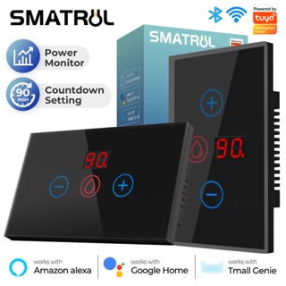 Smatrul Tuya สวิตช์หม้อไอน้ําอัจฉริยะ WiFi 4400W 20A หน้าจอมอนิเตอร์ US พร้อมตัวจับเวลา 10-90 นาที สําหรับ Alexa Google Home Tmall Genie