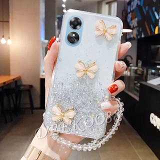 ใหม่ เคสโทรศัพท์มือถือแบบนิ่ม ลายผีเสื้อ แต่งกลิตเตอร์ พร้อมสายคล้องมือ คริสตัล สําหรับ OPPO Reno 8 8T Reno8 T 4G 5G Reno8T 2023