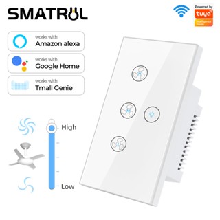 Smatrul Tuya สวิทช์ไฟติดเพดาน Us 220 V Smart Life Timer ควบคุมความเร็วสําหรับ Alexa Google Home