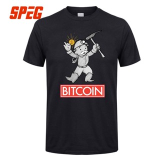 เสื้อยืด Bitcoin Mining Man ลูกเรือคอแขนสั้นพิมพ์ชายสุดคอลูกเรือท็อปส์ซูสีดำ_05