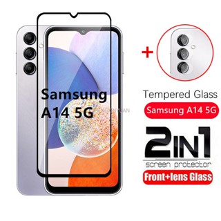 2in1 ฟิล์มกระจกนิรภัยกันรอยหน้าจอ แบบโค้ง เต็มจอ สําหรับ Samsung Galaxy A34 A54 A13 A04s A14 Lite 4G 5G