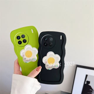 Phone Case VIVOX90 X80 VIVO X90 Pro X80 Pro 5G เคส Simple Solid Color Big Waves Casing with Meteor Flowers Bracket Soft Cover เคสโทรศัพท