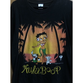 2023เสื้อยืดผ้าฝ้าย เสื้อยืดคอกลม แขนสั้น ผ้าฝ้ายแท้ พิมพ์ลายการ์ตูน Miss Betty Betty Boop สไตล์ยุโรป อเมริกัน สําหรับผู