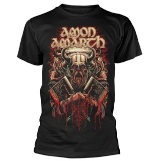 YUANL5 {Ready Stock XS-6XL} Amon Amarth Fight Amon Amarth Fire Horses Casual Short Sleeve Tops Printed 100% Cotton _02