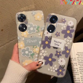 เคสโทรศัพท์มือถือแบบนิ่ม ใส กันกระแทก ลายดอกไม้น่ารัก สําหรับ Oppo Reno8T 5G Reno8 7 Pro 7Z 7 Lite A16K A16e A76 A36 A96 F21 Pro Find X5 X3