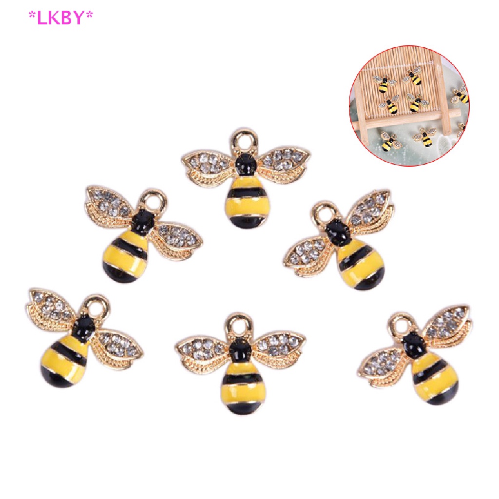 Luckybabys> 10 ชิ้น / เซต เคลือบคริสตัล ผึ้ง Ch จี้เครื่องประดับ DIY ทําหัตถกรรม ของขวัญใหม่