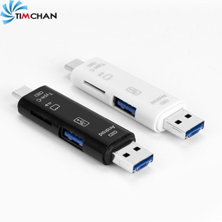 5 in 1 อะแดปเตอร์การ์ดรีดเดอร์ Type c Micro TF OTG USB 2.0 แบบพกพา สําหรับ Android