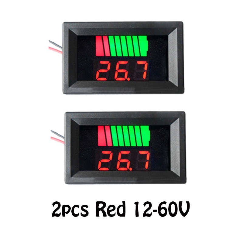 เกจวัดน้ํามันเชื้อเพลิง แบตเตอรี่ลิเธียม 12V 24V 36V 48V 60V 72V สําหรับยานพาหนะ 2 ชิ้น