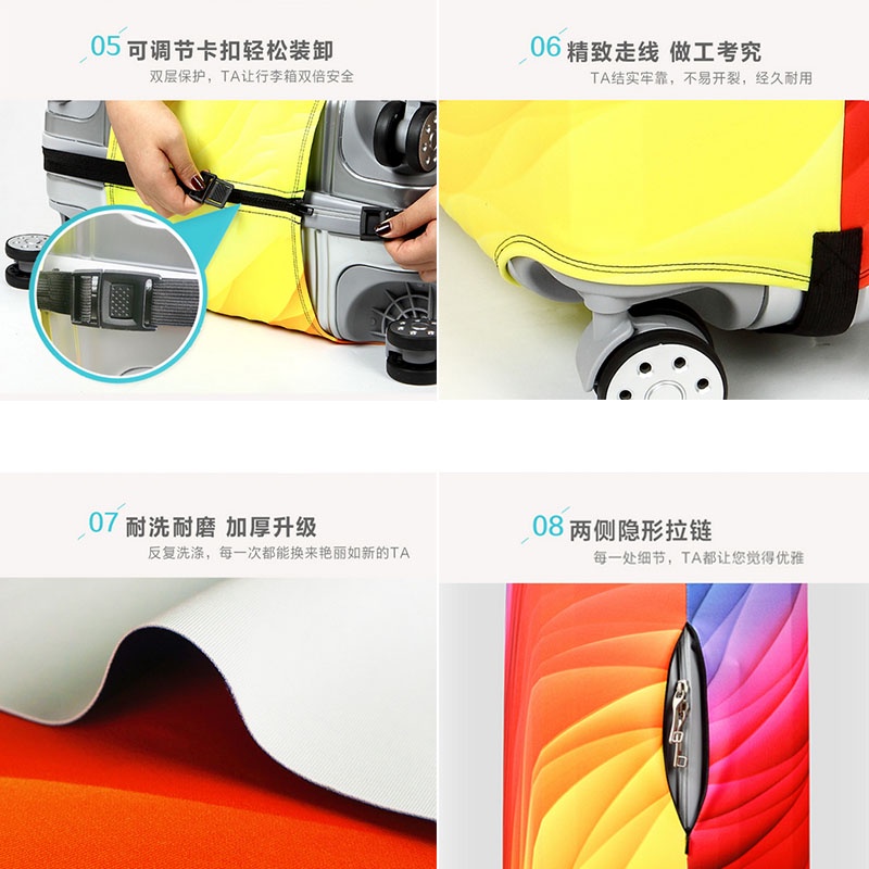 【ของขวัญฟรี】ผ้าคลุมกระเป๋าเดินทาง สีพื้น ผ้ายืดแบบซิป-ผ้าหนา