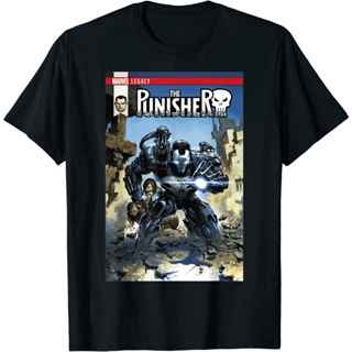 oversize T-shirt เสื้อยืด ผ้าฝ้ายแท้ พิมพ์ลาย Marvel The Punisher and War Machine Become One คุณภาพสูง S-5XL