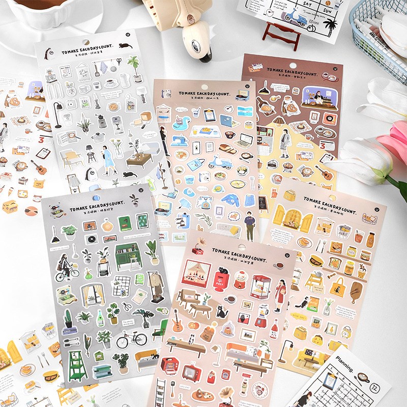 Warm Home Household Display Stuff Kawaii Journaling สติกเกอร์ไดอารี่อัลบั้ม Scrapbooking Planners DIY Art Craft Decor ป้ายสติกเกอร์