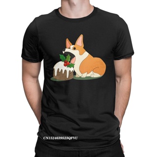 Funny Christmas Corgi Cute Tee Shirt Men Cotton T Shirts Dog Animal Tees Adult Clothes_04