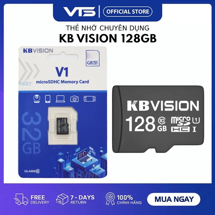 MicroSD Card KBVISION 128GB Class 10 สำหรับกล้อง - รูปที่ 1