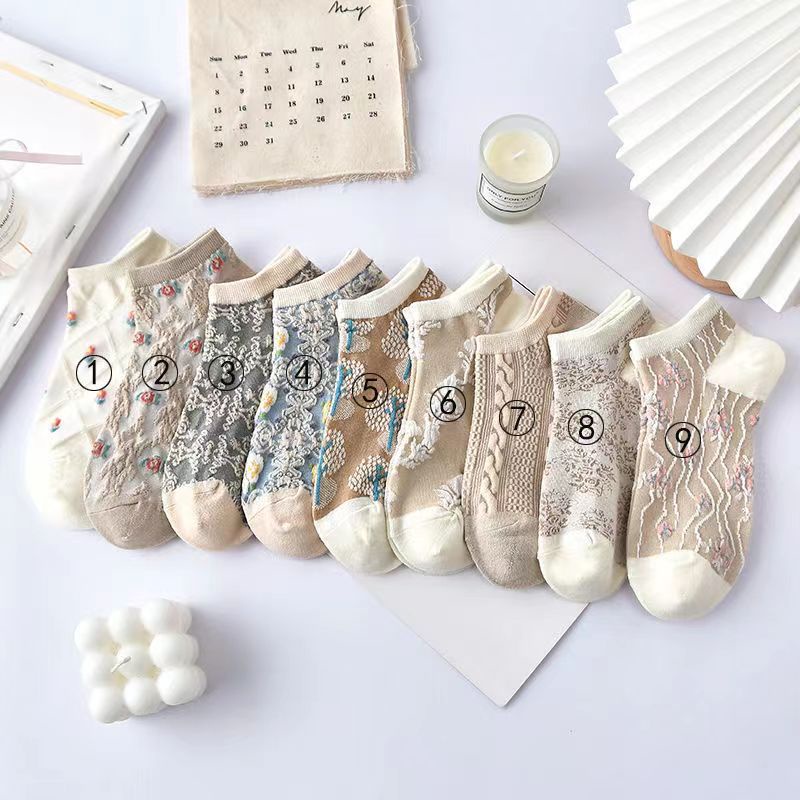 ถุงเท้าข้อสั้น แบบบาง เข้ากับทุกการแต่งกาย แฟชั่นฤดูใบไม้ผลิ และฤดูร้อน สไตล์ญี่ปุ่นเรโทร สําหรับผู้หญิง และนักเรียน - รูปที่ 3