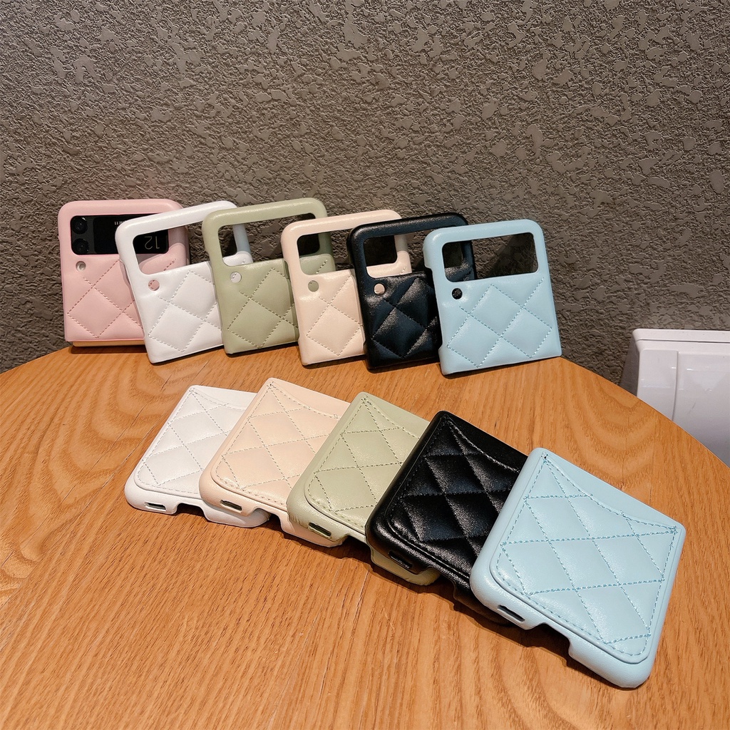 SAMSUNG Flip6 Galaxy Z Flip 4 Macaronลงเสื้อแจ็คเก็ตหนังออกแบบแฟชั่นเพชรการ์ดปลอกซิลิโคนอ่อนนุ่มSamsung Galaxy Z Flip 3 5Gป้องกันกันกระแทกFlip5 ความคิดสร้างสรรค์กรณีปก