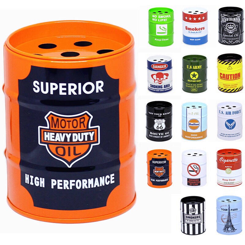 Creative Japanese Fashion Oil Barrel Ashtray Personalized Mini Ashtray Stainless Steel Gasoline Barrel Ashtray 3ti6