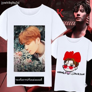  ใหม่เอี่ยมเสื้อยืดผ้าฝ้ายพิมพ์ลายเตรียมจัดส่ง▤◇Wang Jiaer Jackson กับเสื้อผ้าชุดเดียวกันดาวรอบเสื้อยืดแขนสั้นเสื้อผ