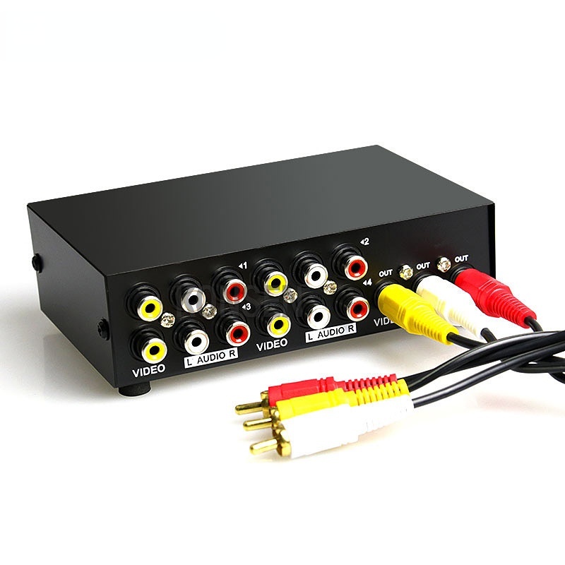 2/4way RCA Composite AV Switch 4x1 2x1 RCA AV Swithcer Audio Video Selector Switch สําหรับ STB เครื่องเล่น DVD HDTV VCD VCR Converter