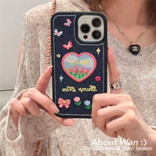 เคสโทรศัพท์มือถือ ผ้ายีน ปิดด้านหลัง ประดับโบว์ คุณภาพสูง สําหรับ iphone 14 14Pro 14plus 14Promax 13 13Pro 12 12Pro 11 X