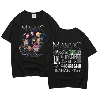 Kpop Stray Kids MANIAC Cotton Round Neck Short Sleeve Mens and Womens T-shirt Couple Tops Kawaii C_09