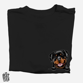 REST TEES - Rottweiler Peeking - Dog Breed/Dog Lover pocket T-Shirt_04