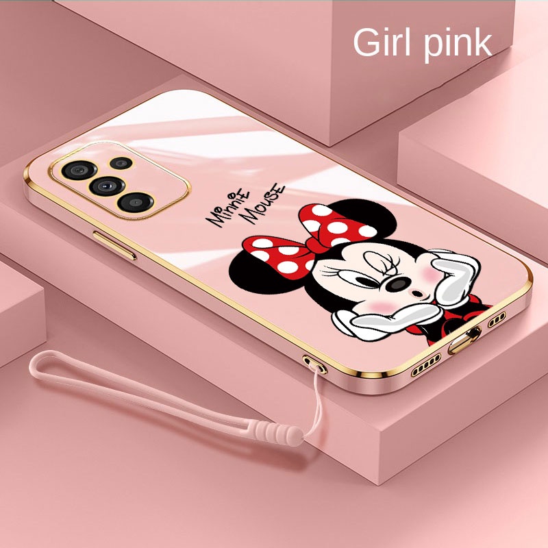 Samsung Galaxy S24 FE s24FE S24+ Plus S25+ S25 Ultra Luxury Minnie Mouse ยางฝาครอบโทรศัพท์ชุบมันวาวกรณีกันกระแทกปลอก