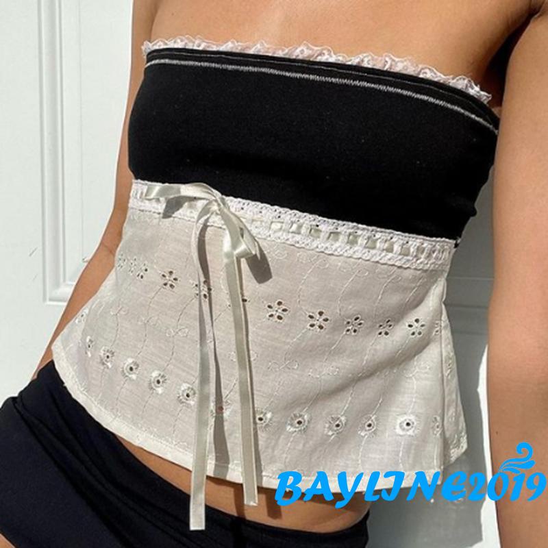 Bay-women Tube Top, Strapless Backless Lacing Hollowed Patchwork ฤดูร้อนสุภาพสตรีเสื้อกั๊กสําหรับ Club Party