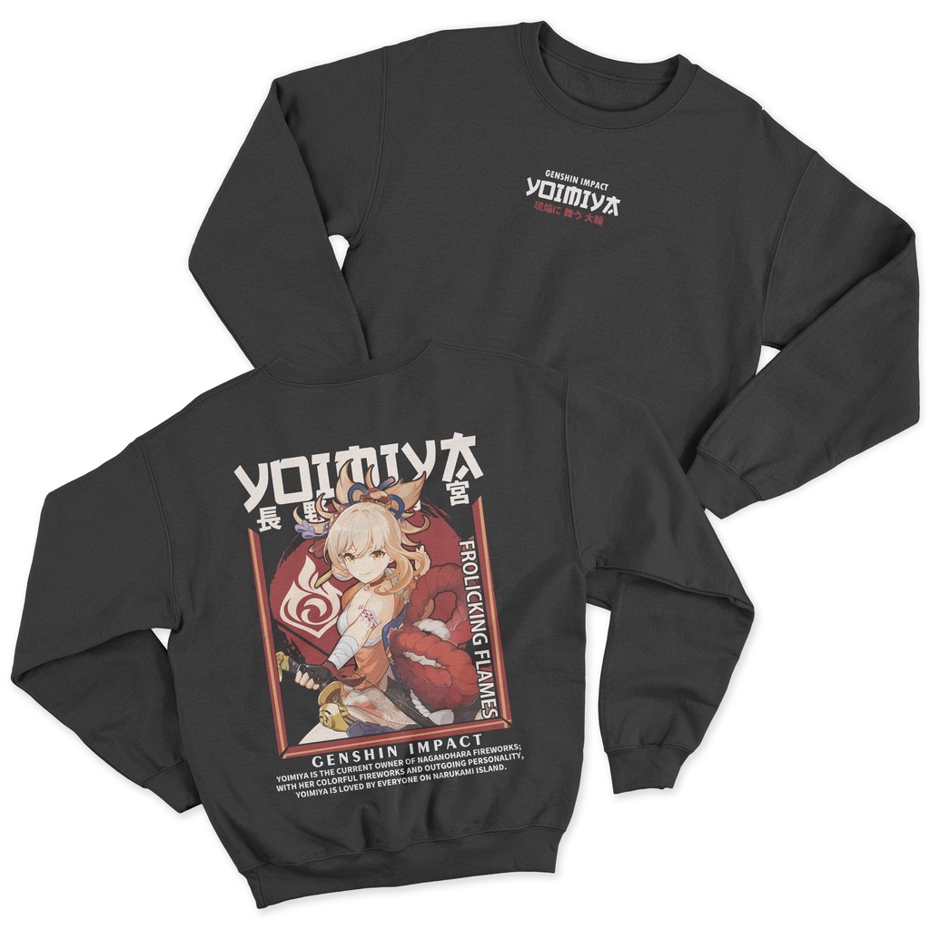 เสื้อกันหนาวเกม genshin impact yoimiya Frolicking Flames waifu G168 ลูกเรือคอ OG2 1D G