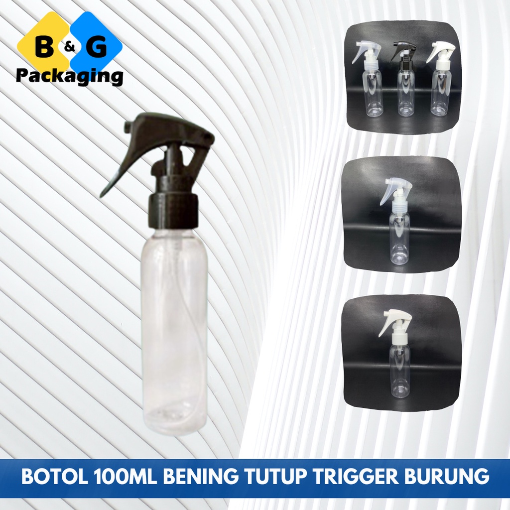 100ML CLEAR TRIGGER BIRD BOTTLE CLEAR WHITE BLACK / 100ML ขวดพลาสติก TRIGGER REFILLABLE CONTAINER