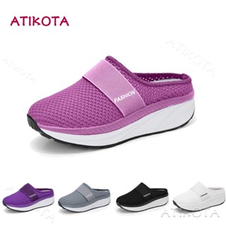 Atikota รองเท้าลําลอง สวมหุ้มข้อ พื้นแบน ระบายอากาศ ใส่สบาย แฟชั่นสําหรับสตรี