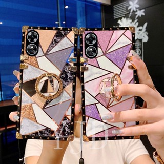 เคสโทรศัพท์มือถือ กันกระแทก ประดับเพชร พร้อมขาตั้ง สําหรับ OPPO A78 A58 C33