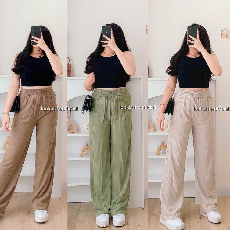 Lookatmeofficial • Kiyora Premium Long Pants ถัก Culottes