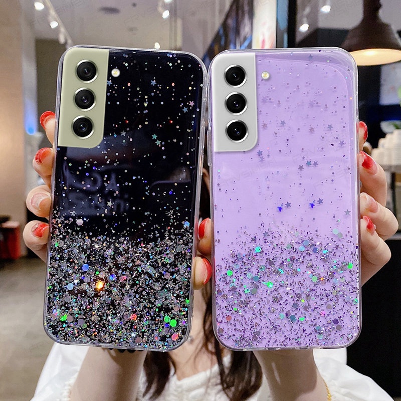 เคสโทรศัพท์มือถือแบบนิ่ม ใส แต่งกลิตเตอร์ดาว ระยิบระยับ หรูหรา สําหรับ Samsung Galaxy S23 FE A54 A14 A24 A34 A13 A23 A33 A53 M23 A04s 5G