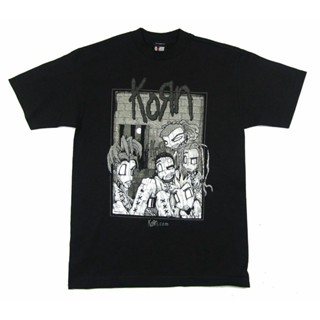 Korn ใหม่ เสื้อยืดลําลอง แขนสั้น คอกลม พิมพ์ลายตุ๊กตา NOS สีดํา 2000