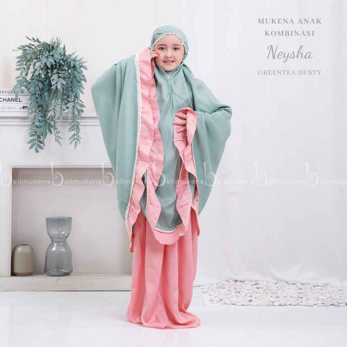 NEYSHA RAYON COMBINATION CHILDRENS PRAYER CLOTHES - สีเขียว DUSTY TRENDY ใหม่ล่าสุดน่ารัก ELEGANT B1