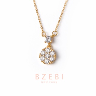 BZEBI สร้อยคอเพชร ทอง necklace จี้สแตนเลส แฟชั่นผู้หญิง ไม่ลอกไม่ดํา เครื่องประดับ 18k ทอง  ป้องกันสนิม ประดับเพชร สไตล์เกาหลี ทนนานไม่ลอกดำ สําหรับผู้หญิง 582n