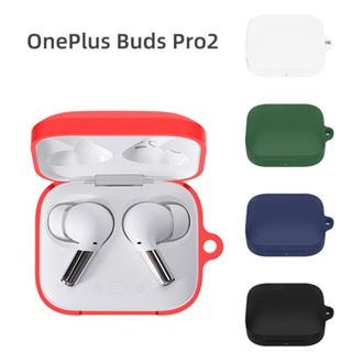 เคสซิลิโคน สีพื้น พร้อมตะขอ สําหรับหูฟังบลูทูธไร้สาย Oneplus Buds Pro 2 tws