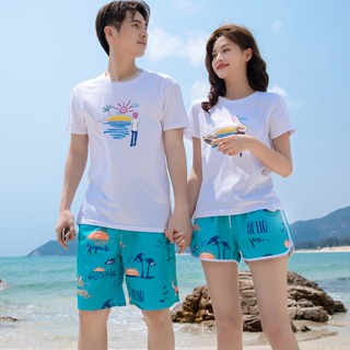 BBB Couple Casual Sports Short Sleeve Swimwear Beach Shorts Loose Quick Dry Swim Surfing Trunks Women Swim Suit Hot Spring Wear Lovers Pack