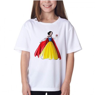 Disney Princess Series Snow White Anime T-shirts Summer Girl Fashion Boutique Kids Clothing_03