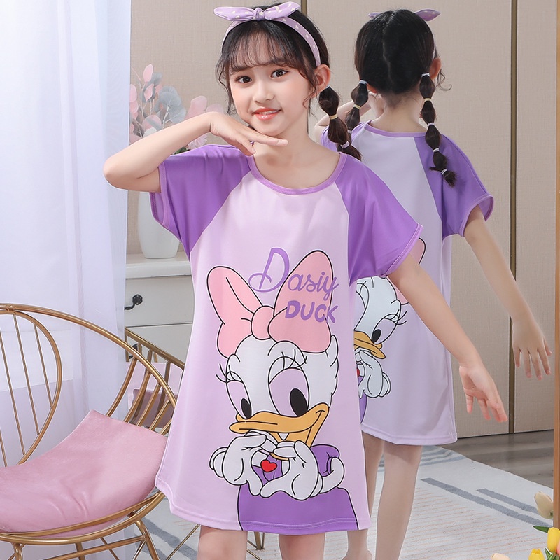 90-150เซนติเมตรสาว ชุดนอน ฤดูร้อนผ้าไหมนมบางการ์ตูนแขนสั้นสาวบ้านชุดนอนชุด2