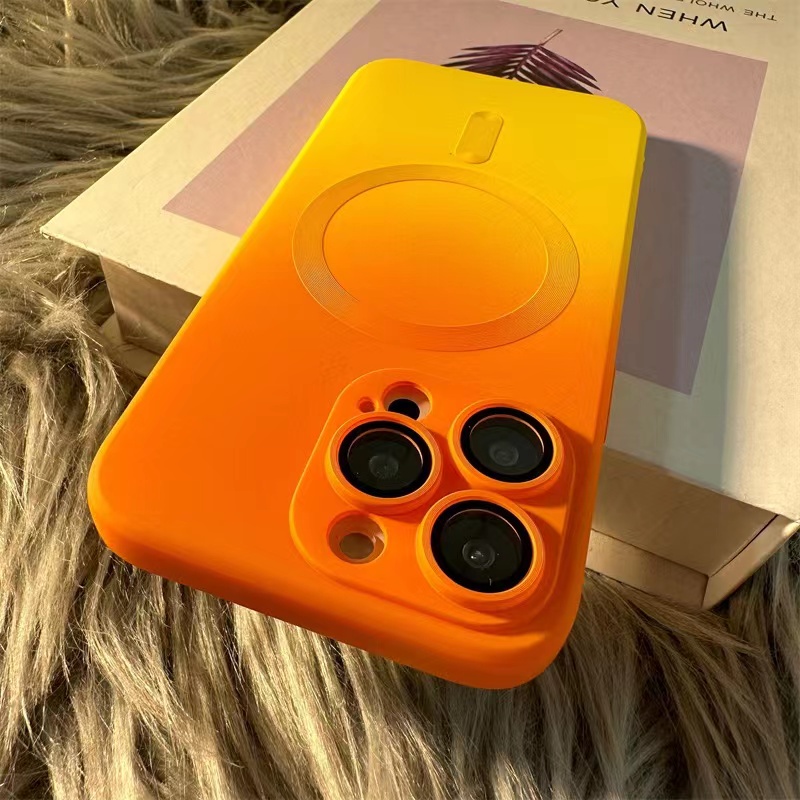 【Orange+Yellow color】Multi-color gradient silicone soft case compatible for iphone 14 pro max 13 pro max 12 pro max 11 pro max case