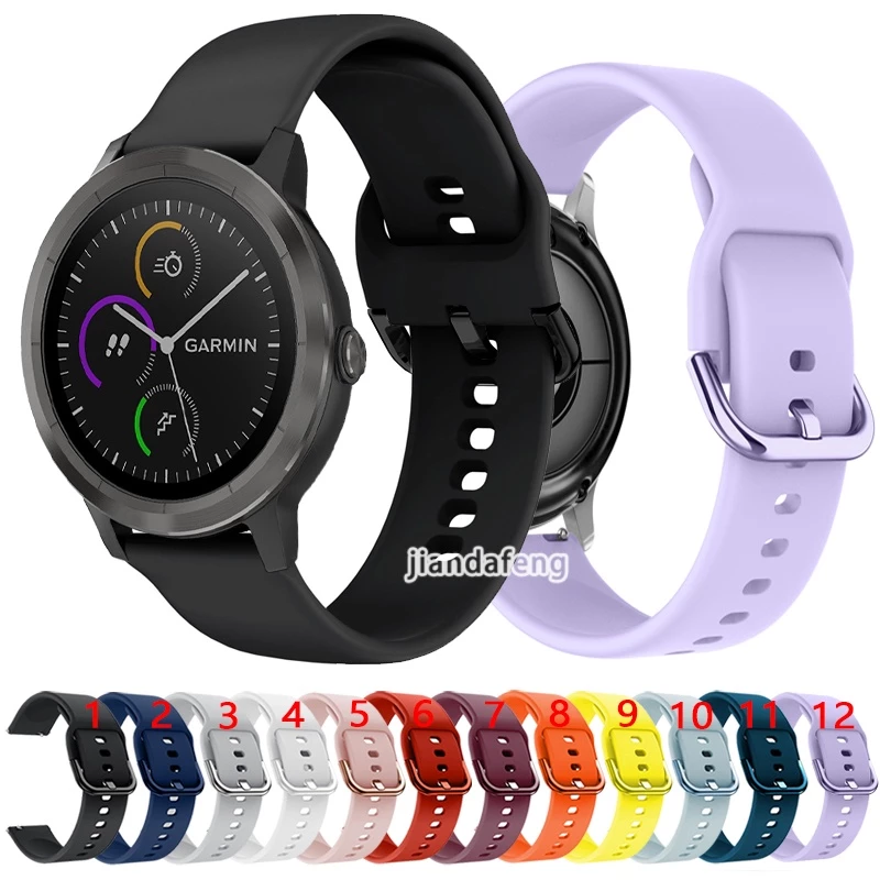 สายนาฬิกาข้อมือซิลิโคน หัวเข็มขัดสี สําหรับ Garmin Vivoactive 5 3 Music