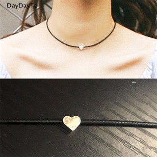 Daydayto สร้อยคอโชคเกอร์ หนังเทียม จี้รูปหัวใจ สีดํา เครื่องประดับแฟชั่นสตรี TH