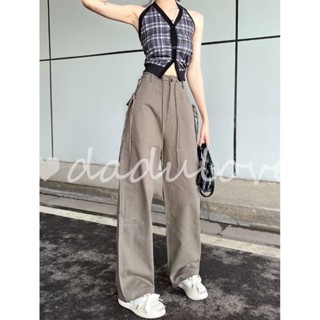 DaDulove💕 New Niche Retro Ins Street Khaki Casual Straight Pants High Waist Loose Denim Wide Leg Jeans