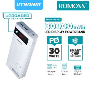 ETRONIK Romoss Sense 8PS Pro 30W 30000 mAh Powerbank สองทางชาร์จเร็ว Powerbank Type-C 3 อินพุต 3 เอาต์พุต