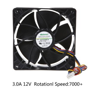 Rr SHLF1212HHE-08 พัดลมระบายความร้อน 120 มม. ความเร็วสูง สําหรับ DC 12V 3A 120x120x38 มม. แบริ่ง 4-p 7000 RPM 287CFM CFM สําหรับ CPU Serv