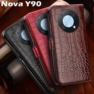 เคสหนัง ฝาพับ พร้อมช่องใส่บัตร สําหรับ Huawei Nova Y90 Y 90 NovaY90