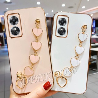 เคสโทรศัพท์มือถือ ชุบไฟฟ้า กันกระแทก พร้อมสายโซ่คล้อง สําหรับ OPPO Reno8 T 5G 4G Reno 8 8T Reno8T